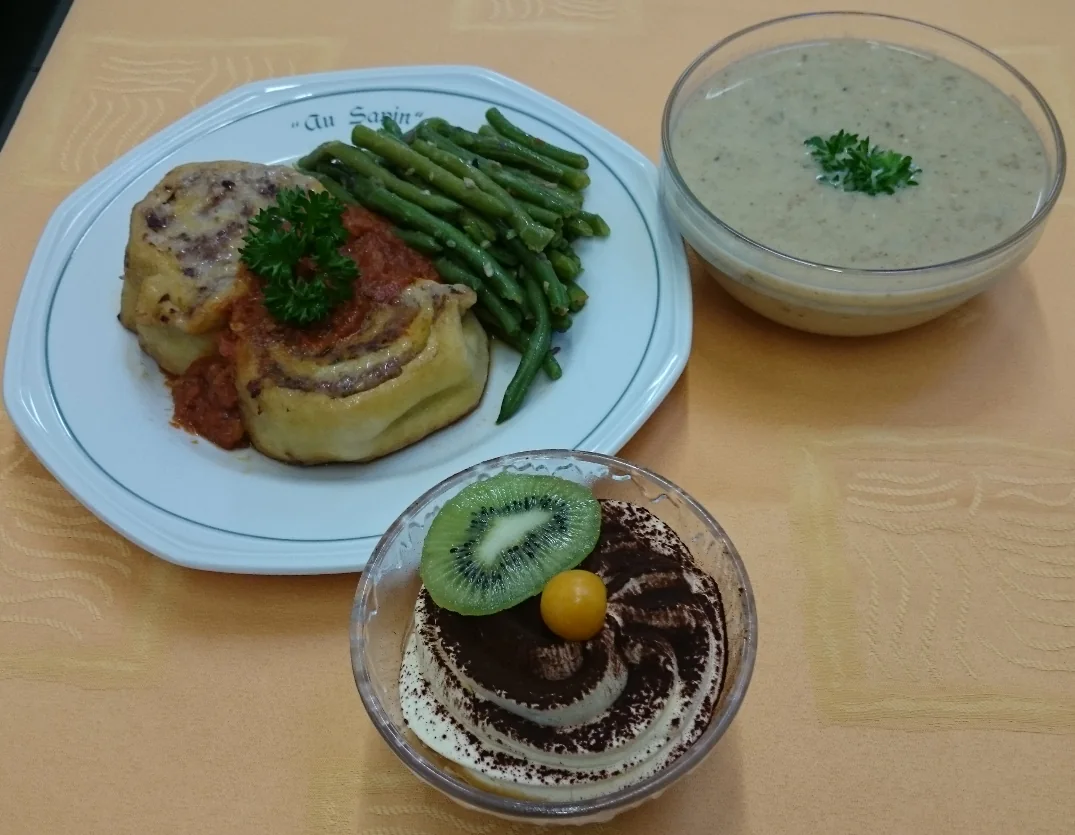 Repas complet autrefois préparé pour le portage Au Sapin
